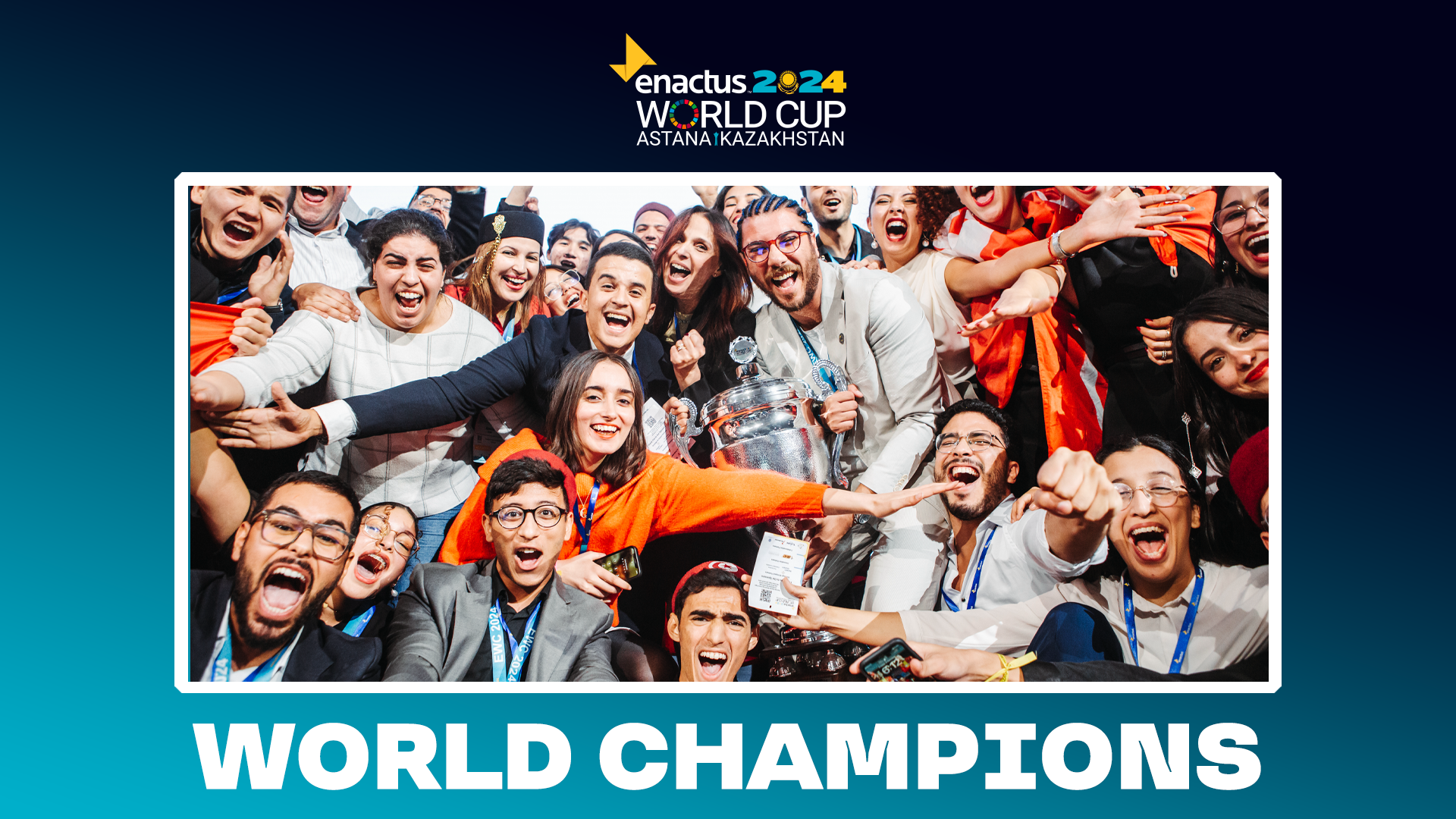 Enactus Tunisia couronnée championne du monde à la Enactus World Cup 2024 à Astana au Kazakhstan !